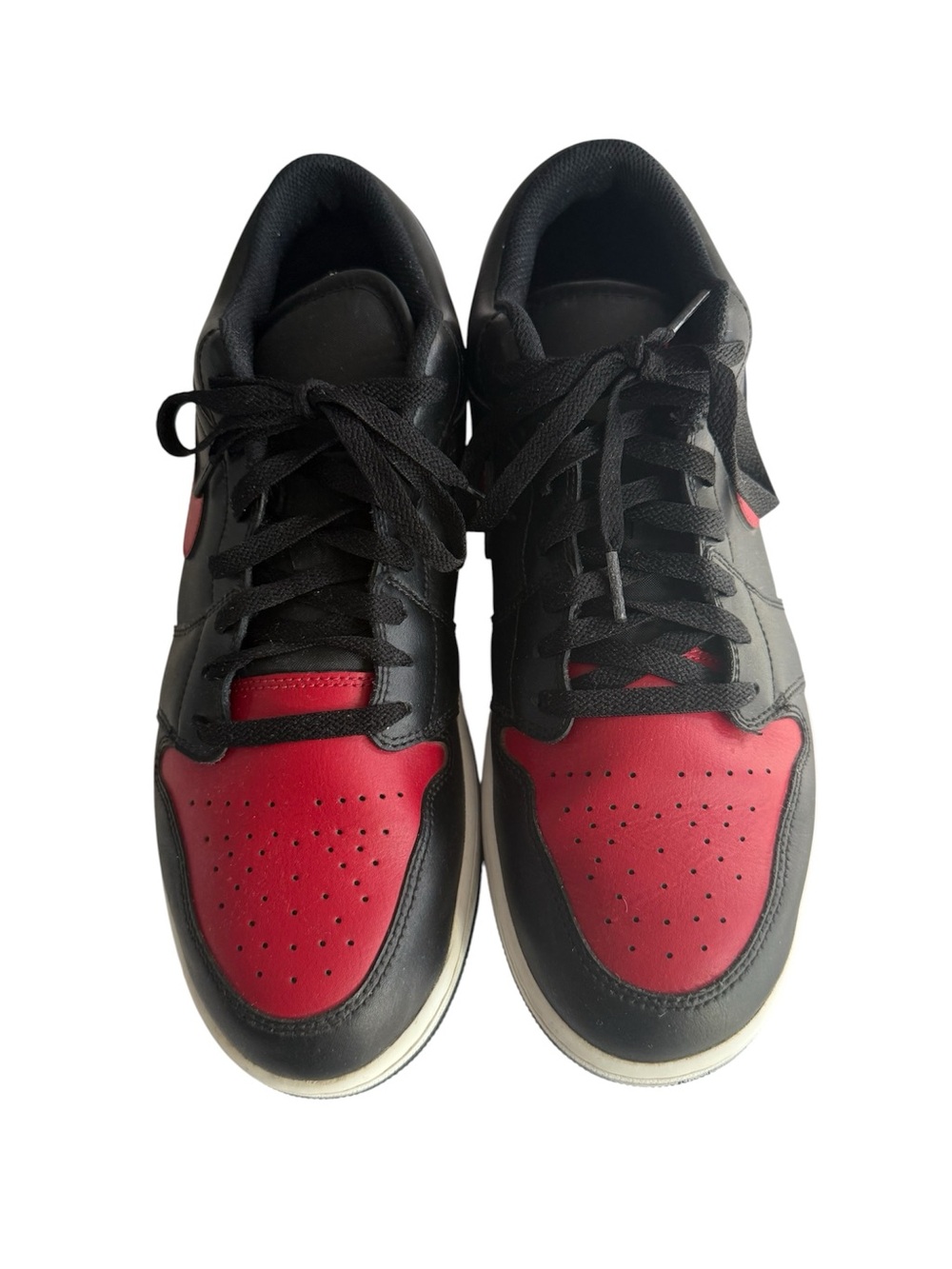 Nike Air Jordan 1 Low Bred Black Varsity Red Leather Sneakers Men’s Size 12
